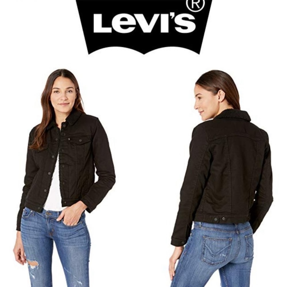 Levi’s Black Denim Sherpa Trucker Jacket